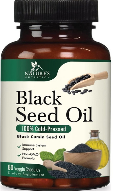 블랙 쿠민 씨드 오일 니겔라사티바 1000mg 60캡슐 고함량 미국산 Black Seed, 60정, 1개