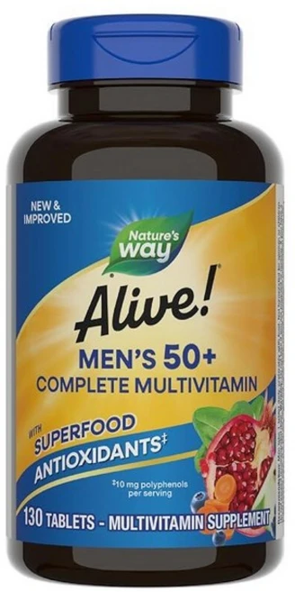 네이쳐스웨이 얼라이브 실버 포맨 종합 멀티비타민 130정, 130 Count (Pack of 1), 1개 - 쿠팡