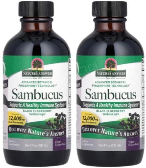 Natures Answer 네이처스 앤서 삼부커스 블랙 엘더베리 12000mg Sambucus Black ElderBerry, 120ml, 2개 - 쿠팡