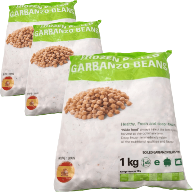 냉동 자숙 병아리콩 스페인산 이집트콩, 기본, 1kg, 3개