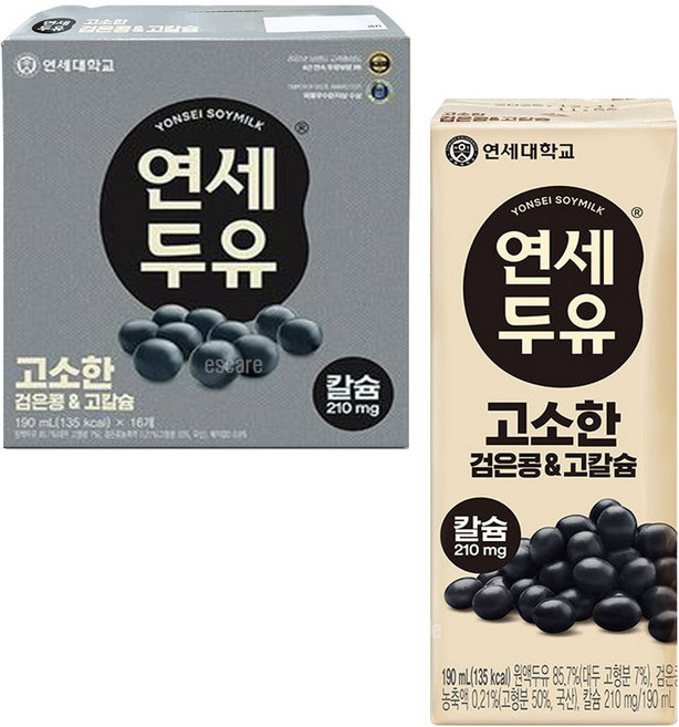 연세두유 고소한 검은콩 앤 고칼슘, 190ml, 16개