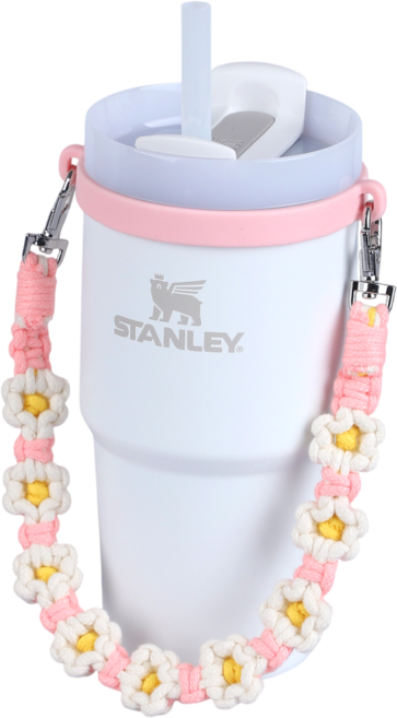 텀블러 손잡이 스트랩 데이지 꽃타입 트라이투게더, 1개, 피치화이트