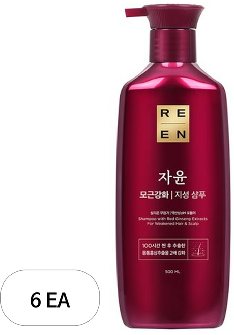 리엔 자윤 모근강화 지성 샴푸, 6개, 500ml