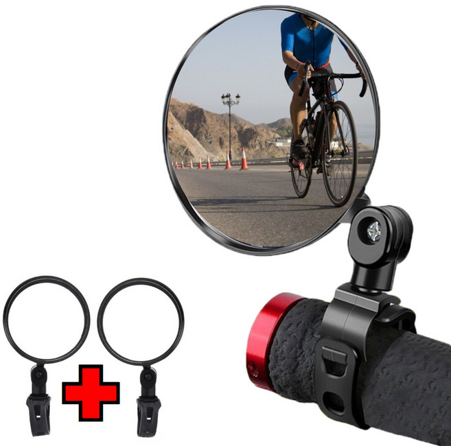 네브몰 선명한 자전거 백미러 사이드미러 사각지대, 2개, 딥블랙