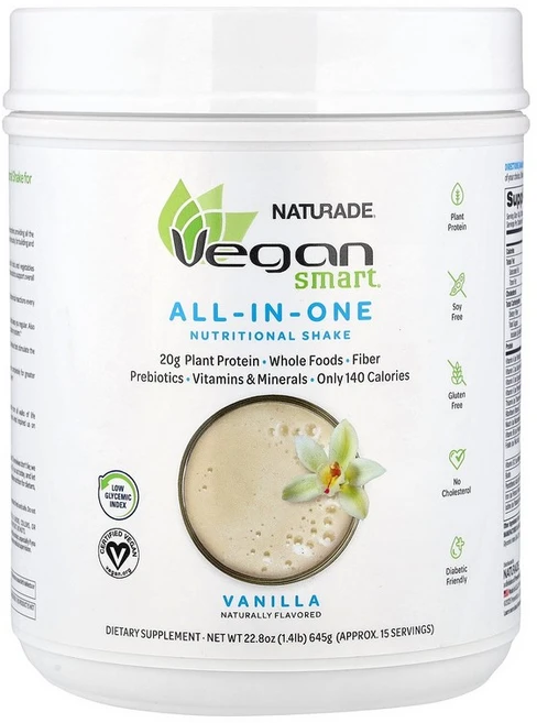 VeganSmart 올인원 영양 셰이크 바닐라 645g(1.42lbs) VeganSmart (비건 스마트), 1개, 645g - 쿠팡