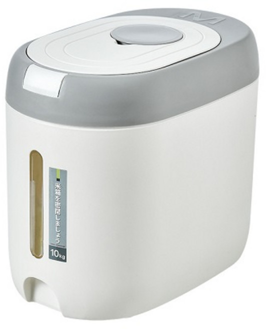 KAWASIMA 원터치 계량 쌀통 쌀독 쌀 보관통 10kg, 그레이, 1개