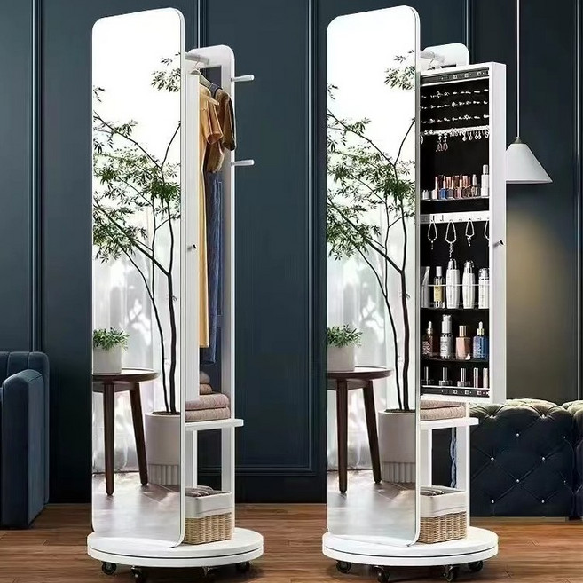 전신거울수납장 전신거울 다용도수납장 미니화장대 전신거울화장대 화이트, 1715B 흰색 원목 회전 캐비닛