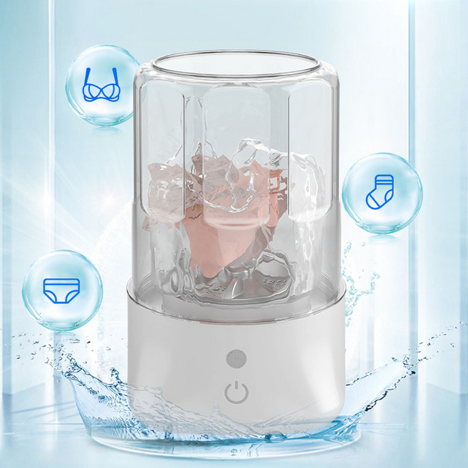 Garrl 무선 미니세탁기 양말 속옷 소형세탁기 탁상 여행용 충전식 휴대 간편 캐리어 수납 가능, 화이트