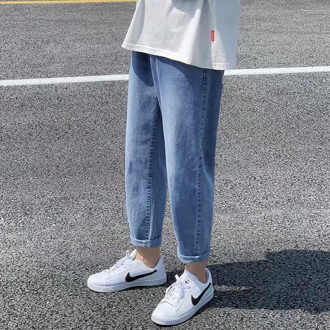 꽃소담 남자 봄여름 네츄럴 워싱 밴딩 배기 청바지 9부 데님 팬츠 MQ308