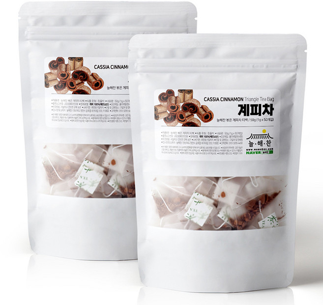 늘해찬 볶은 계피차 티백 전통차 허브차 시나몬 티백 대용량, 100개입, 50g, 50개입, 2개