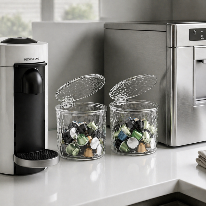 나띵베럴 원터치 캡슐세제 캡슐커피 정리 보관함, 2개, 투명, 높음