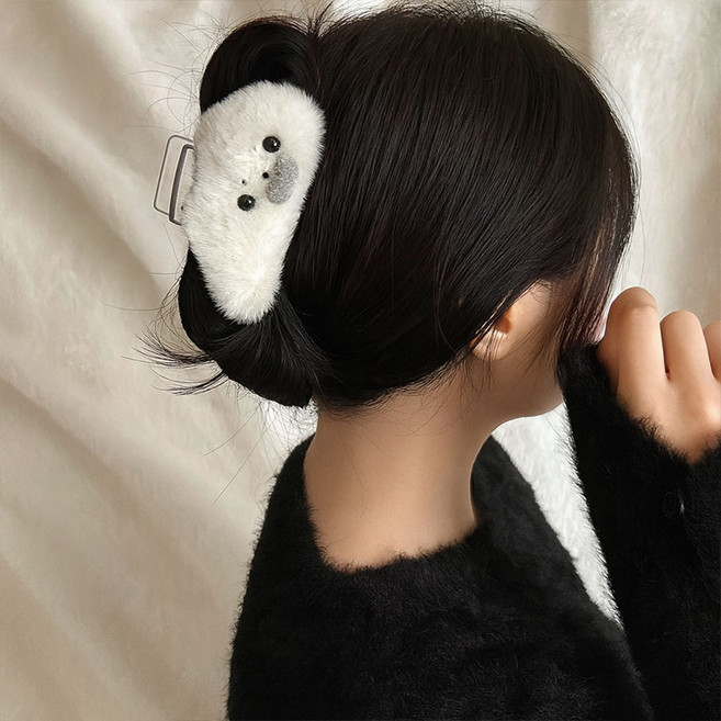 디아브 물개 퍼 집게핀 헤어핀 겨울 귀여운 포인트 헤어악세사리