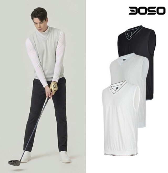 남성골프웨어 봄/여름 브이넥 매쉬 골프조끼KSJJ