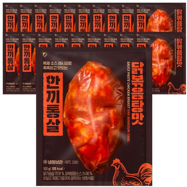 한끼통살 통살 닭가슴살 닭볶음탕맛 20개입, 20개, 100g