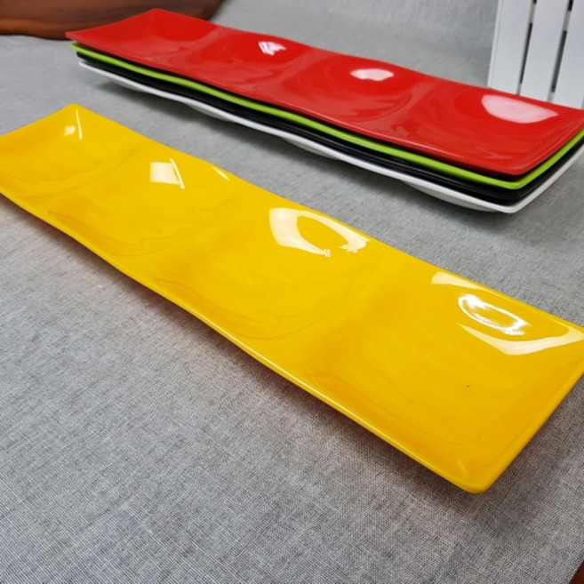 컬러 멜라민 웰빙 직4절 찬기 BB 4칸 반찬, 컬러멜라민 웰빙직4절찬기소 G-5041, 검정, 1개