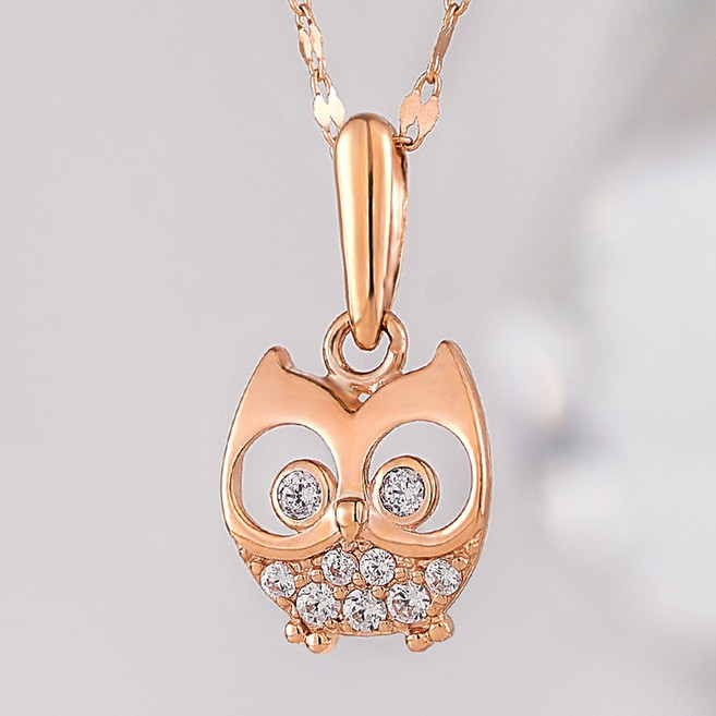 주리에떼 14K 18K 목걸이 여자 데일리 심플 럭키 리키 부엉이 여자친구 금목걸이 선물