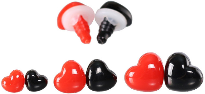 하트인형코 (6개)[1536]/ 인형 모루인형 눈 코 눈알 재료, 12mm 검정, 1세트