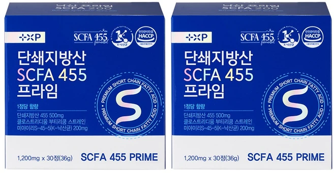 단쇄지방산 SCFA 455 프라임, 2개, 30정 - 쿠팡