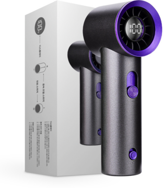 휘이스 초강력 미니 터보 무선 휴대용 선풍기 핸디팬, 퍼플