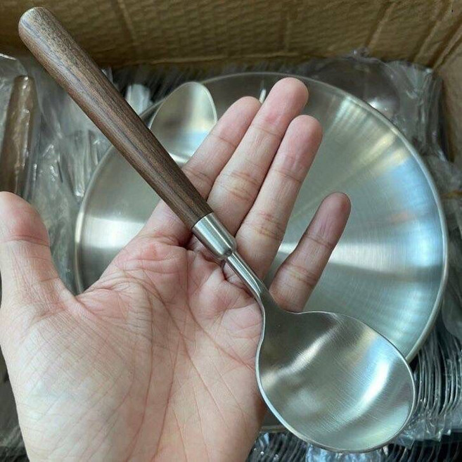 316不銹鋼迷你鍋剷 防燙木柄, 1個, 新款：不銹鋼勺子