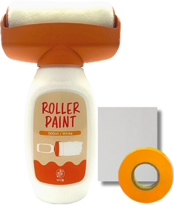 바다봄 셀프페인팅 롤러 일체형 외벽 베란다 보수용 롤러페인트, 화이트, 500ml, 1개