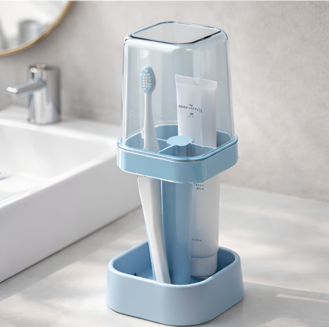 로나타 비말차단 위생 칫솔 거치대 스탠드형, 1개, 스카이블루