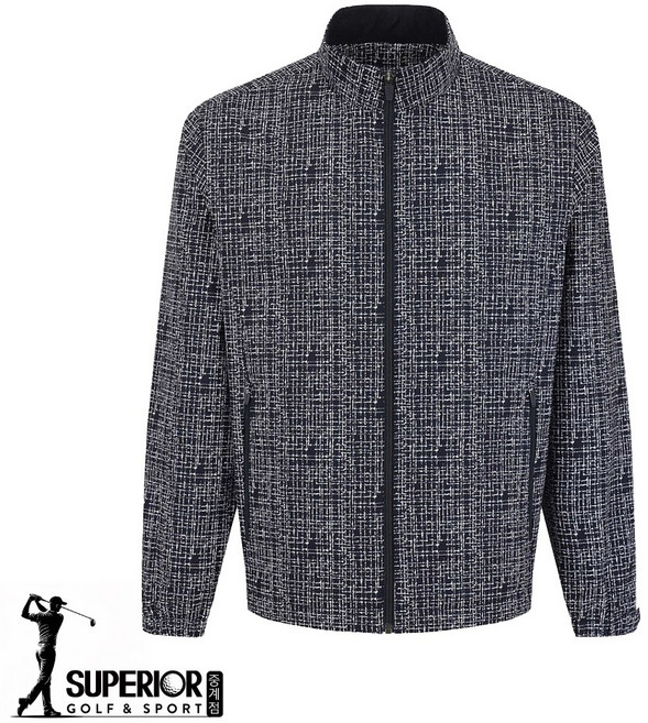 골프웨어 [슈페리어 중계점] *2026년 봄 NEW ITEM* 남성 안감 프린트 점퍼 (네이비) 잔잔한 체크 패턴 포인트 디자인 고급스러운 무드의 봄 가을 간절기 베스트 점퍼