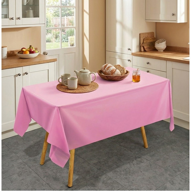 밀앤미터 일회용 테이블보 방수 PEVA 파티 전시회용, 5개, 137x183cm, 파스텔핑크