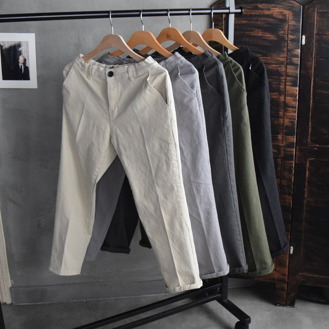 헬보이 테이퍼드핏 워싱 면 스판 슬랙스 치노팬츠(S~XXXL)