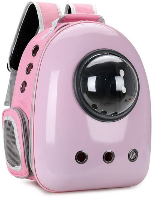 애견 강아지 이동 산책 가방 케이지 슬링백 배낭 켄넬 휴대용 캐리어, 핑크 겁쟁이 펫 차양 방음, 1개