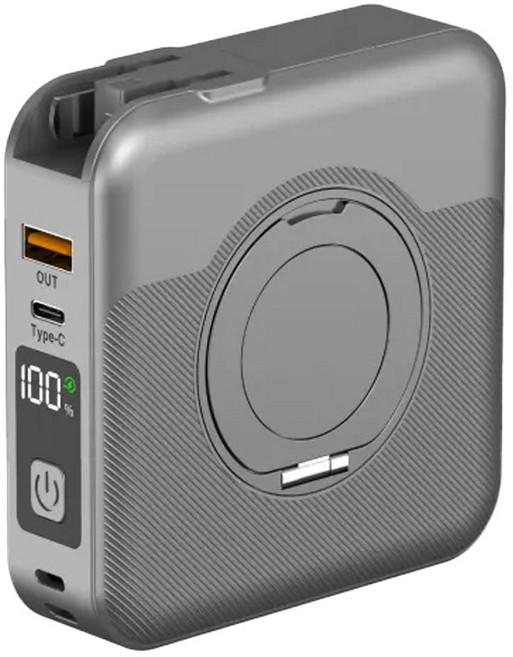 NINDA BS-WL720 AI智能無線充電行動電源, 灰色, Nisda BS-WL720 智能無線充固態行動電源(10000mAh