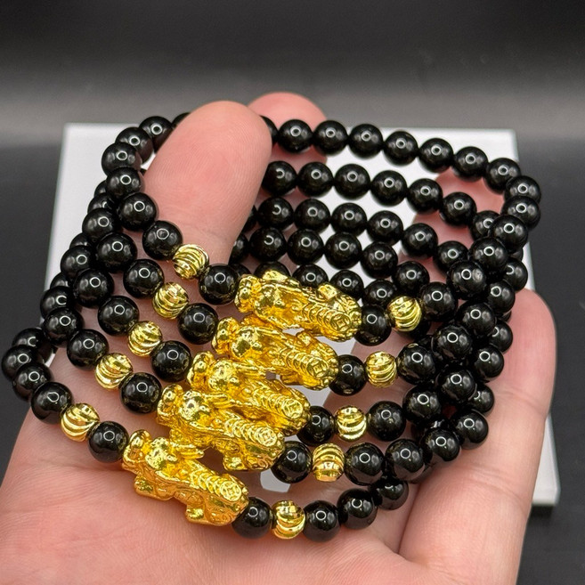 牛老爹 招財貔貅黑曜石手珠