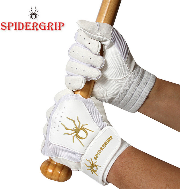 유소년 사회인 야구배팅장갑 양손착용 - 스파이더그립 파워디지털 배팅장갑, 1개, 화이트