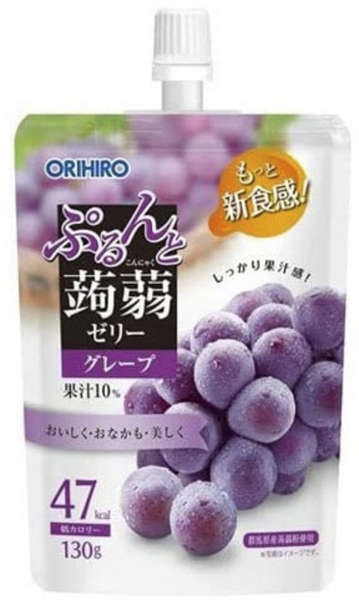 ORIHIRO 蒟蒻吸吸果凍 葡萄口味, 8包, 130g