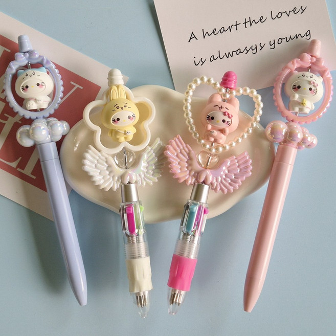 먼작귀 볼펜 꾸미기 DIY 동대문 볼꾸 재료, 4개, 귀여운펜세트