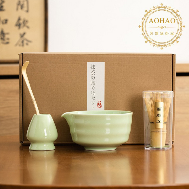AOHAO Matcha whisk 말차도구 2/4/7 PCS 세트 차선, 1세트, 연두색4pcs