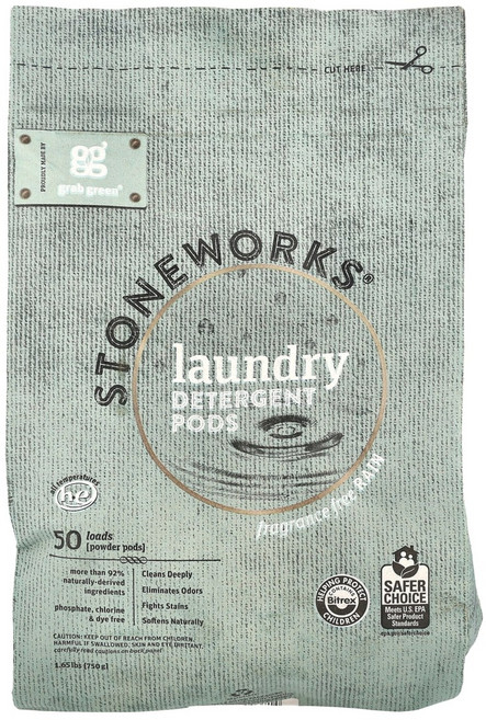 그랩그린 스톤웍스 세탁세제캡슐 무향 레인향 50회분 750g GGR-00371, 1개, 1개