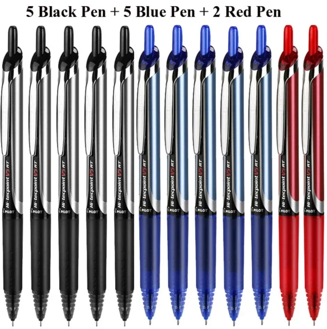 PILOT Hi-Tecpoint 정밀 V5 RT 롤러 볼 젤 펜 리필 가능 및 개폐식 액체 잉크 롤링 볼펜 매우 부드러운, 20 5Black5Blue2Red