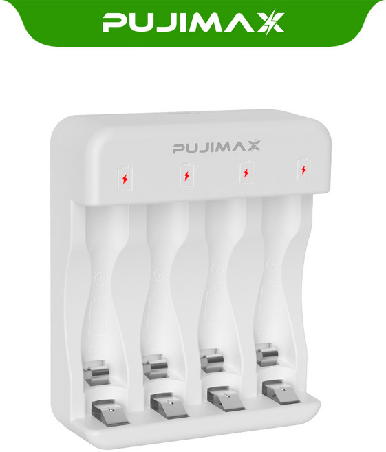 PUJIMAX AA AAA 1.2V Ni-MH 충전기 급속충전기 4슬롯 충전배터리 TYPE-C LED 완충표시 스마트 MCU 제어 충전기 N406, 1개