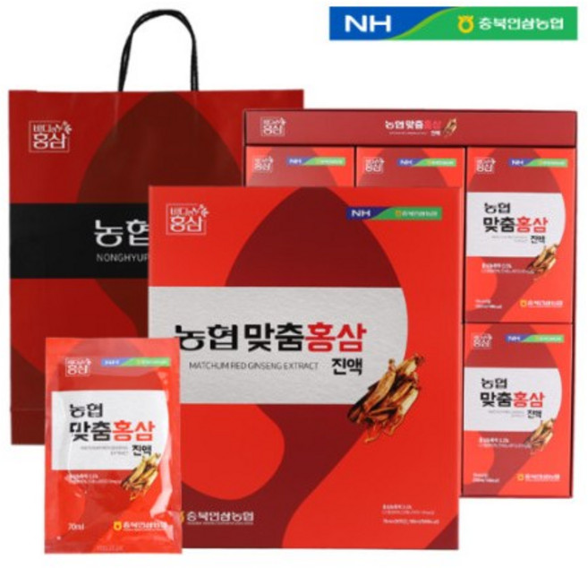 농협 맞춤홍삼진액 70ml x 30포 국산 6년근홍삼 선물세트, 5개, 2.1L