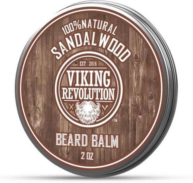 Viking Revolution 바이킹 혁명 샌들우드 수염 밤 - 아르간 오일이 함유된 버터 남성을 위한 연화제 호호바 보습제 밀랍이 남성용 왁스 2온스 2개 세트, 2 Ounce (Pack of 1), Balm