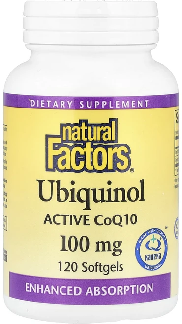 Natural Factors 유비퀴놀 QH 활성 CoQ10 100mg 소프트젤 120정, NaturalFactors유비퀴놀QH활성CoQ10100, 1개 - 쿠팡