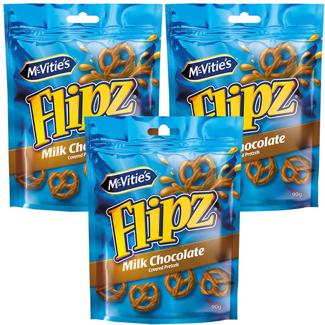 플립즈 밀크초콜릿 프레첼, 90g, 3개