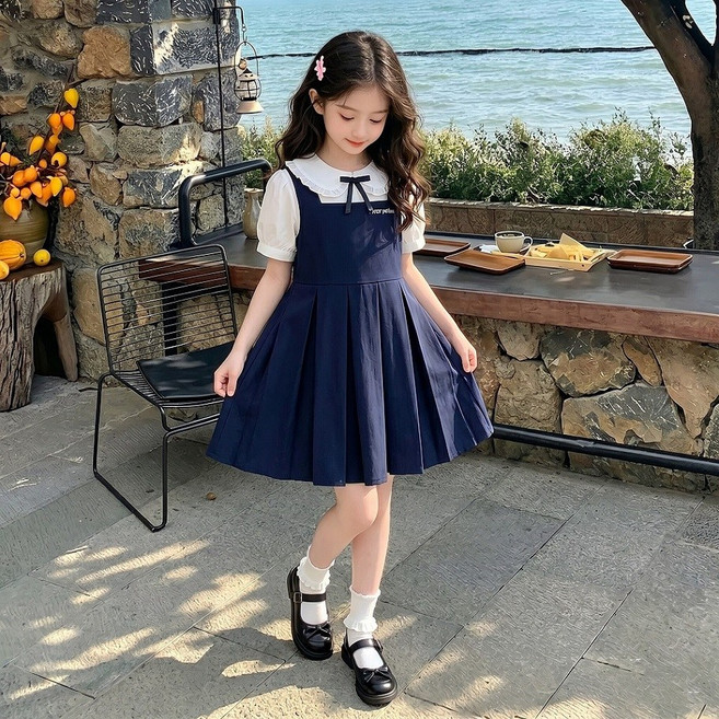 女童洋裝 學院風 褶裙設計