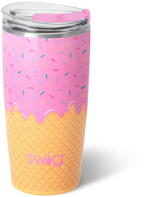 Swig Life 710ml(24온스) 파티 컵 EZ 슬라이더 뚜껑이 있는 쌓을 수 있는 단열 여행용 커피 텀블러 컵 홀더 친화적 스테인리스 스틸 709.8ml(24온스), SCOOP THERE IT IS
