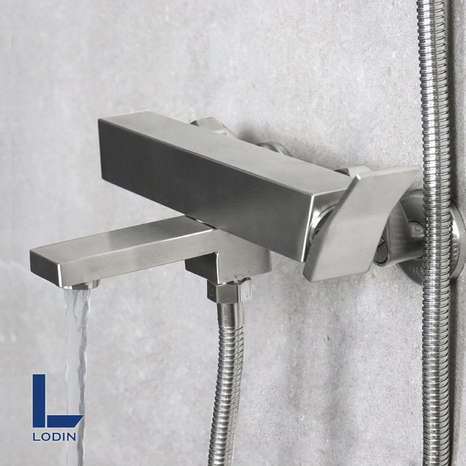 로딘 사각 무광 스텐 고급 샤워기수전 욕실 샤워수전 욕조 샤워기 수도꼭지 IN-134, 1개