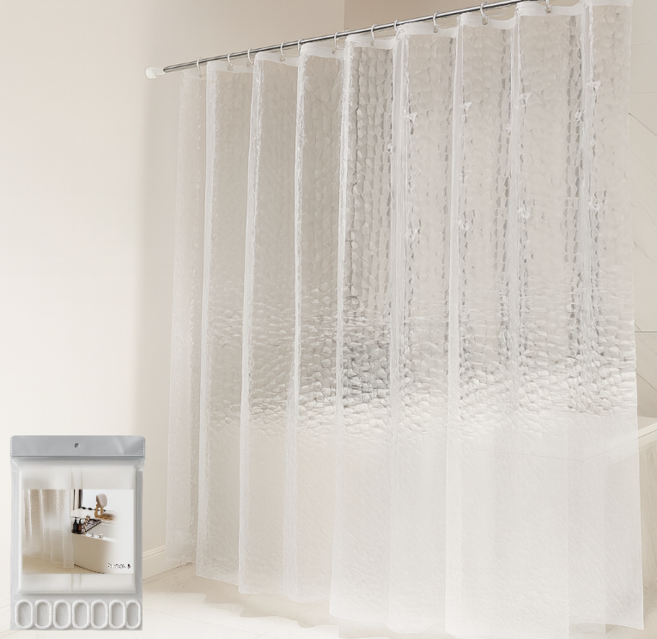 피톤앤 샤워커튼 곰팡이 방지 커튼링포함, 1개