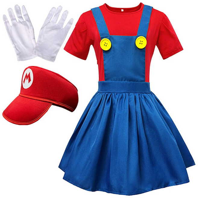 여아 마리오 오버롤 원피스 할로윈 코스튬