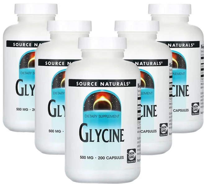 소스네츄럴스 글라이신 500mg 캡슐 200, 5개, 200정 - 쿠팡