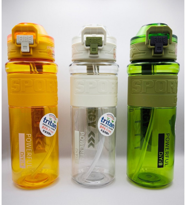 DIYI Tritan兩用運動彈蓋吸管瓶 水壺 750ml 兒童水杯 冷水壼 水杯, 橘色, 1個